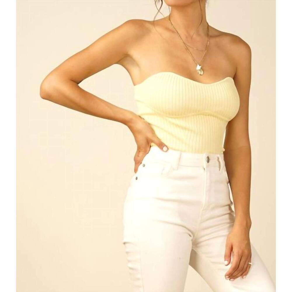 NEW LINE AND DOT lorina strapless knit tube top in custard yellow